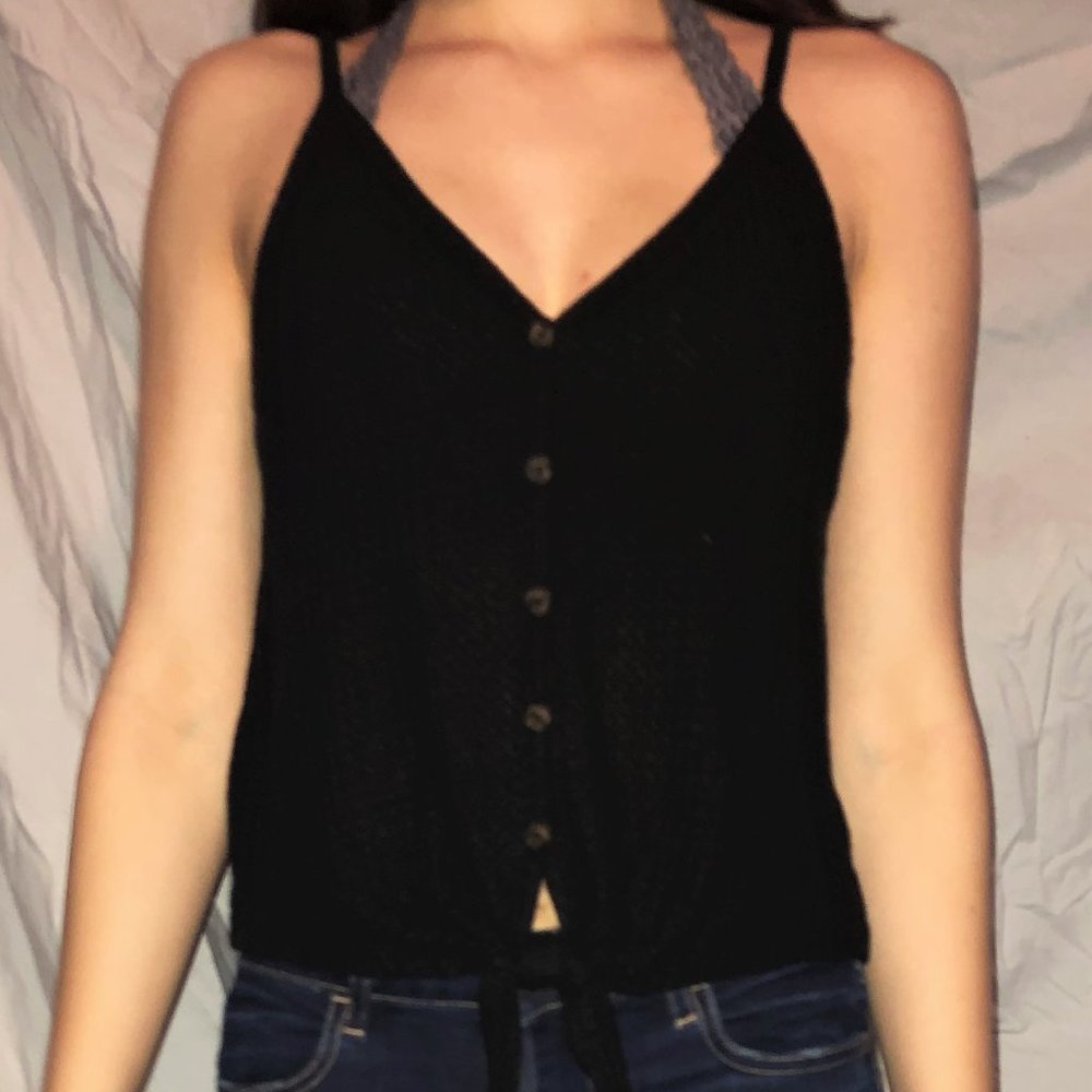 Women's Black Button Down Tank Top